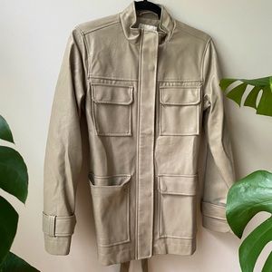 Faux Leather Khaki Color Jacket